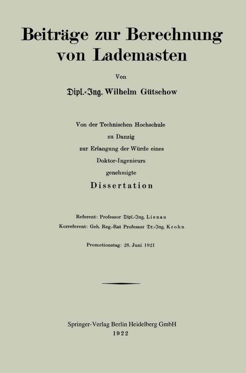 Produktbild: Beitr&auml;ge zur Berechnung von Lademasten