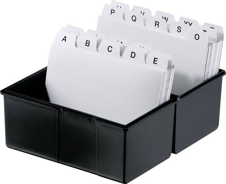 Produktbild: HAN 977-13 Karteibox Schwarz max. Anzahl der Karten: 300 Karten DIN A7 quer Stahlscharnier, Deckel als zus&auml;tzlicher Trog nutzbar