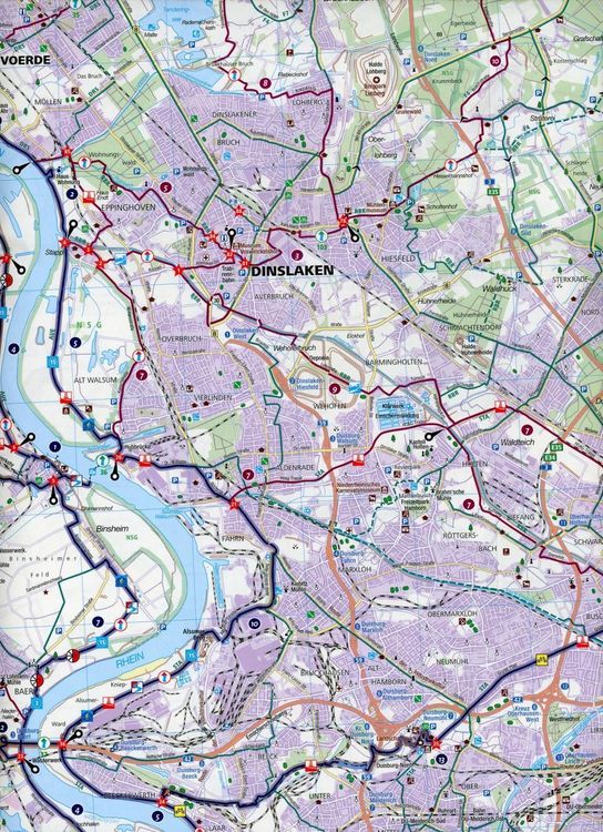 Produktbild: KOMPASS Fahrradkarte 3214 Kreis Wesel mit Duisburg, Oberhausen, Kempen mit Knotenpunkten 1:50.000