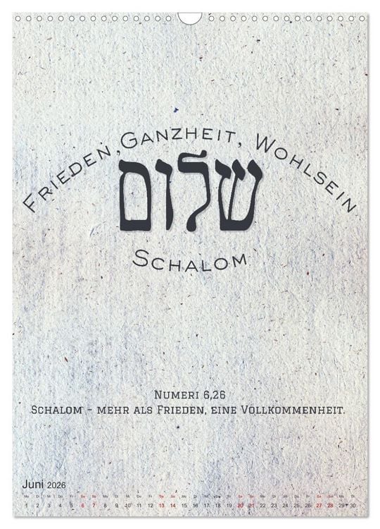 Produktbild: Hebr&auml;ische Lettern - Worte voller Licht und Weisheit (Wandkalender 2026 DIN A3 hoch), CALVENDO Monatskalender