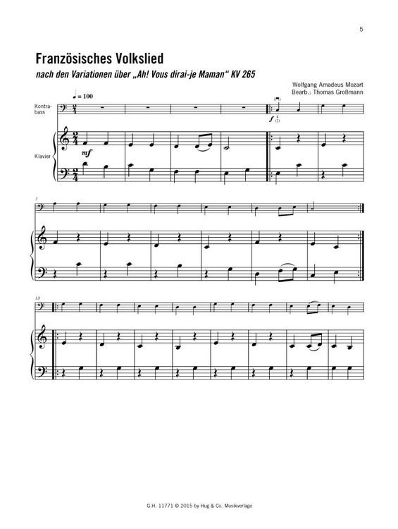 Produktbild: Melodien f&uuml;r Kontrabass - von Bach bis Holst