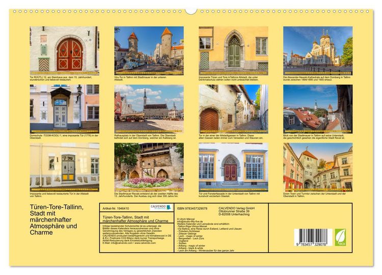 Produktbild: T&uuml;ren-Tore-Tallinn, Stadt mit m&auml;rchenhafter Atmosph&auml;re und Charme (hochwertiger Premium Wandkalender 2026 DIN A2 quer), Kunstdruck in Hochglanz