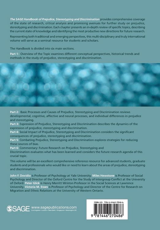 Produktbild: The SAGE Handbook of Prejudice, Stereotyping and Discrimination