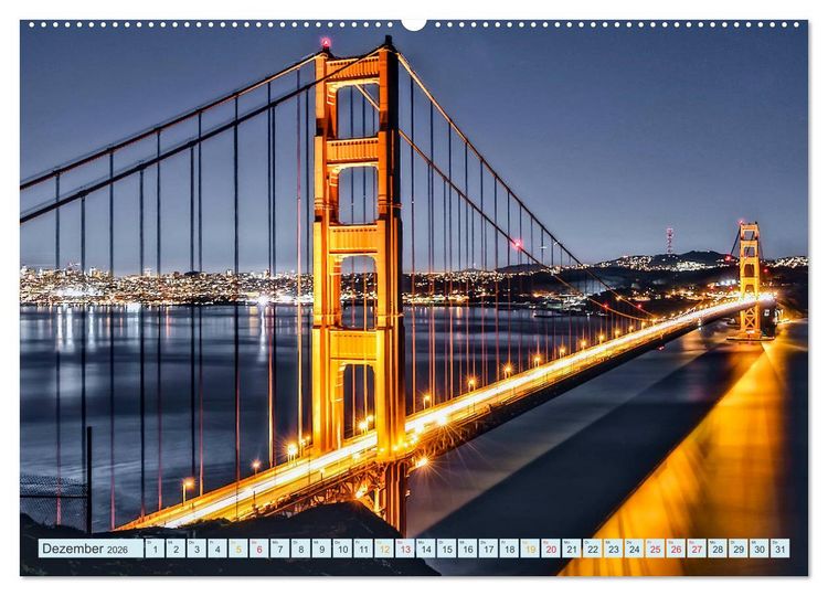 Produktbild: Golden Gate Bridge - Synonym f&uuml;r San Francisco (hochwertiger Premium Wandkalender 2026 DIN A2 quer), Kunstdruck in Hochglanz