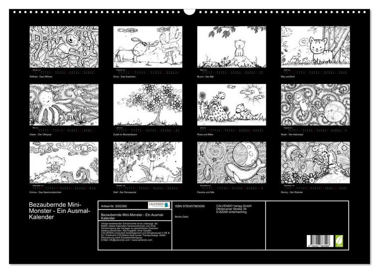 Produktbild: Bezaubernde Mini-Monster - Ein Ausmal-Kalender (Wandkalender 2026 DIN A2 quer), CALVENDO Monatskalender