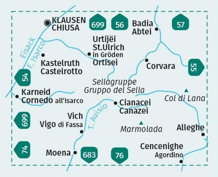 Produktbild: KOMPASS Wanderkarte 59 Sellagruppe, Gr&ouml;den, Seiseralm