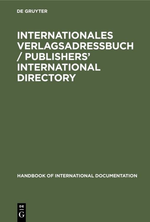 Produktbild: Internationales Verlagsadre&szlig;buch / Publishers' international directory