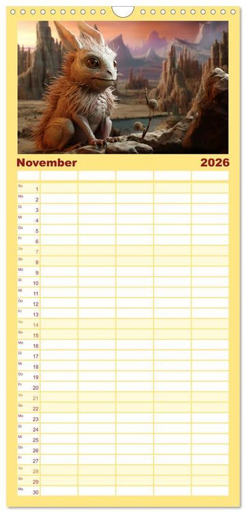 Produktbild: Familienplaner 2026 - Galaktische Wesen mit 5 Spalten (Wandkalender, 21 x 45 cm) CALVENDO
