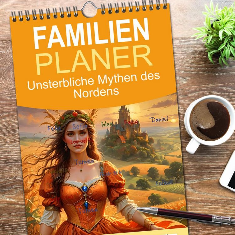Produktbild: Familienplaner 2026 - Unsterbliche Mythen des Nordens mit 5 Spalten (Wandkalender, 21 x 45 cm) CALVENDO