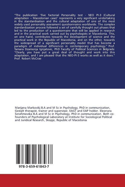 Produktbild: Five Factorial Psychological Test of Personality - NEO PI -3