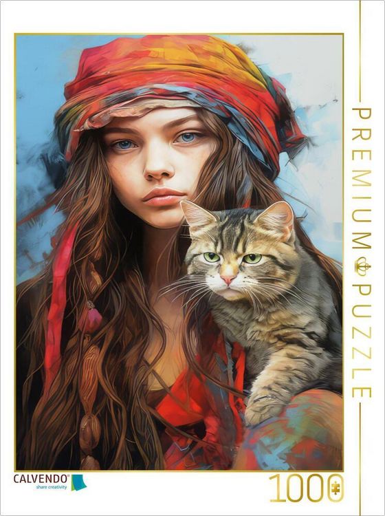 Produktbild: CALVENDO Puzzle Mann und Katze | 1000 Teile Lege-Gr&ouml;&szlig;e 64x48cm Foto-Puzzle f&uuml;r gl&uuml;ckliche Stunden
