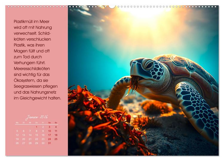 Produktbild: Meerestiere in Gefahr - Unsere Ozeane, unsere Verantwortung (hochwertiger Premium Wandkalender 2026 DIN A2 quer), Kunstdruck in Hochglanz