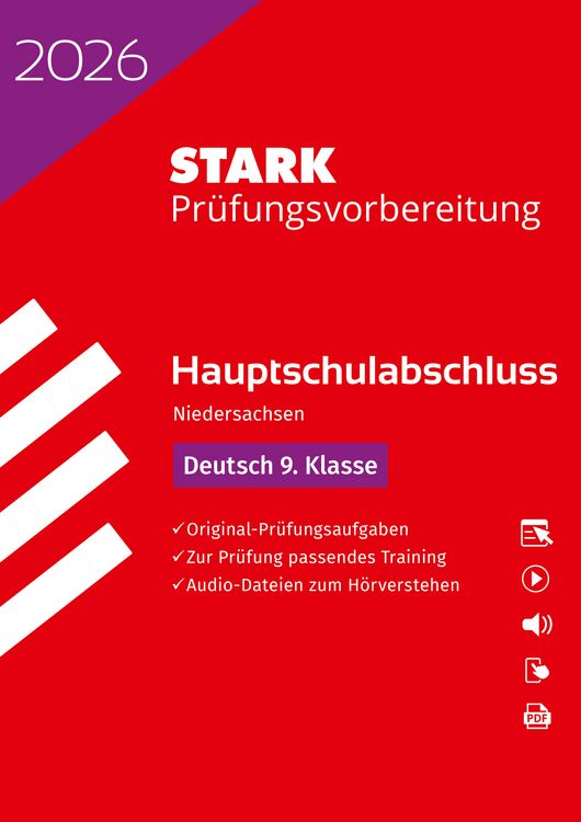 Produktbild: STARK Deutsch 9. Klasse - Hauptschulabschluss 2026 Niedersachsen - Pr&uuml;fungsvorbereitung