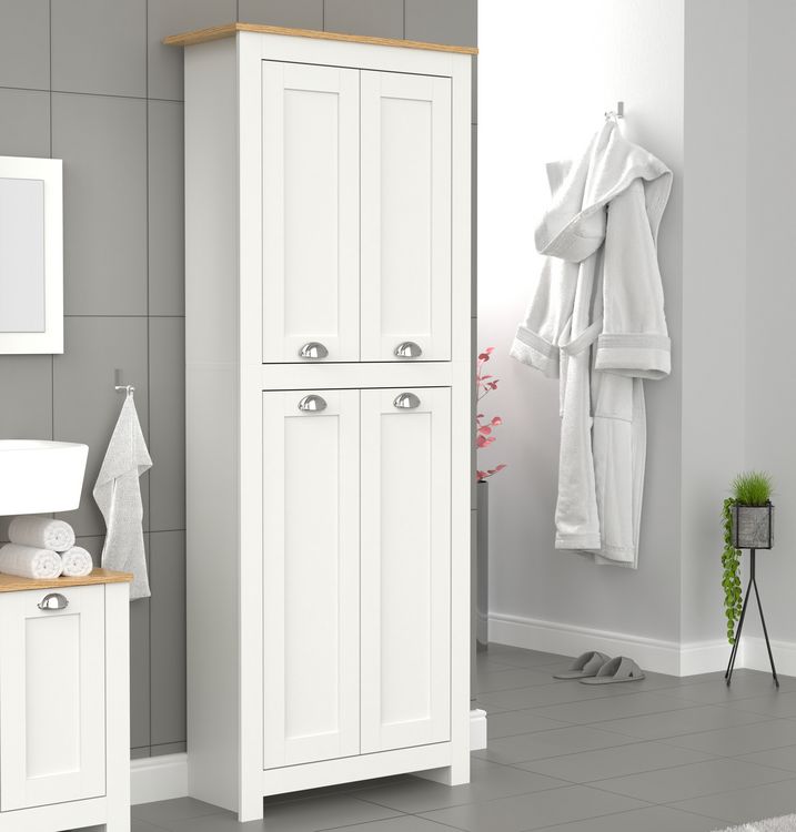 Produktbild: Holz Dielenschrank Badm&ouml;bel Bad Schrank Balusa