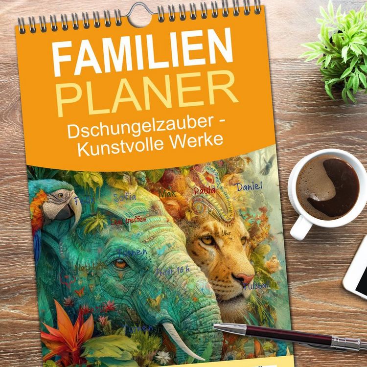 Produktbild: Familienplaner 2026 - Dschungelzauber - Kunstvolle Werke mit 5 Spalten (Wandkalender, 21 x 45 cm) CALVENDO