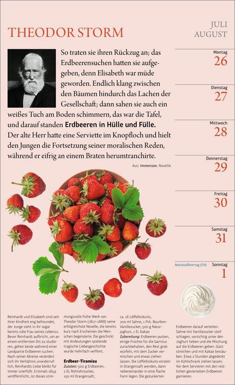 Produktbild: Sybil Gr&auml;fin Sch&ouml;nfeldts Literarischer K&uuml;chenkalender Wochenkalender 2027