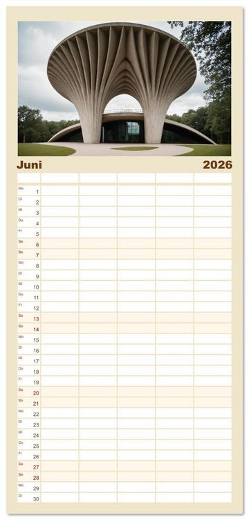 Produktbild: Familienplaner 2026 - Einsamkeit in Architektur mit 5 Spalten (Wandkalender, 21 x 45 cm) CALVENDO