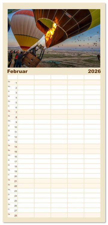 Produktbild: Familienplaner 2026 - Hei&szlig;luftballons Die sanften Riesen mit 5 Spalten (Wandkalender, 21 x 45 cm) CALVENDO