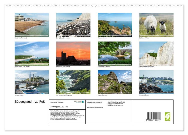 Produktbild: S&uuml;dengland... zu Fu&szlig; (hochwertiger Premium Wandkalender 2026 DIN A2 quer), Kunstdruck in Hochglanz