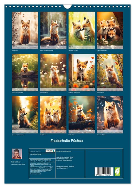 Produktbild: Zauberhafte F&uuml;chse (Wandkalender 2026 DIN A3 hoch), CALVENDO Monatskalender