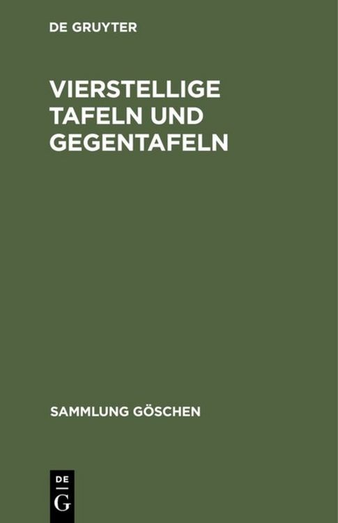 Produktbild: Vierstellige Tafeln und Gegentafeln