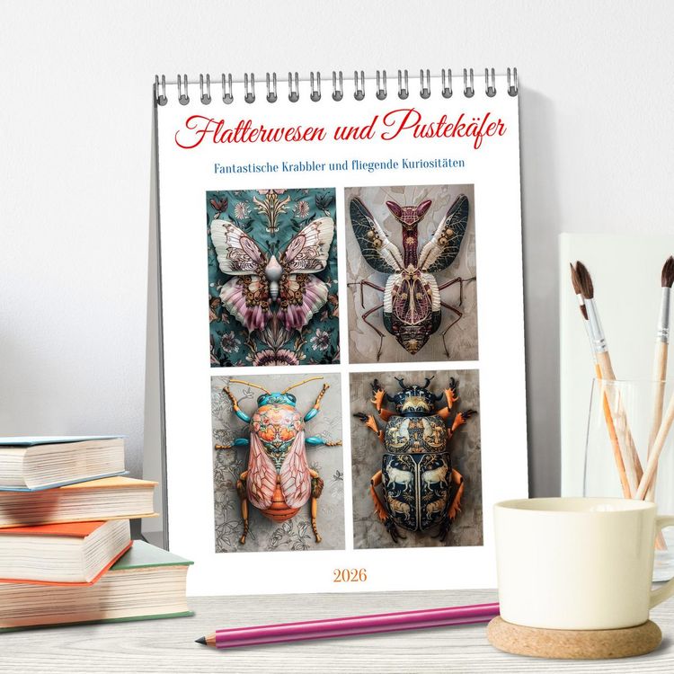 Produktbild: Flatterwesen und Pustek&auml;fer (Tischkalender 2026 DIN A5 hoch), CALVENDO Monatskalender