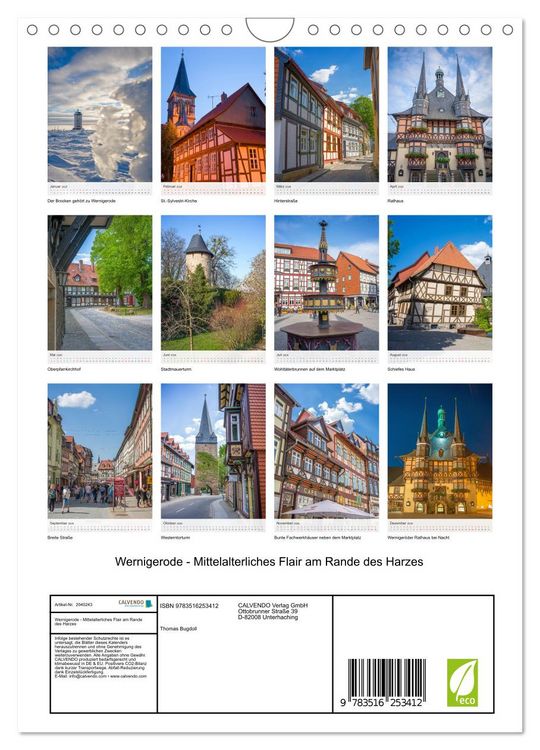 Produktbild: Wernigerode - Mittelalterliches Flair am Rande des Harzes (Wandkalender 2026 DIN A4 hoch), CALVENDO Monatskalender