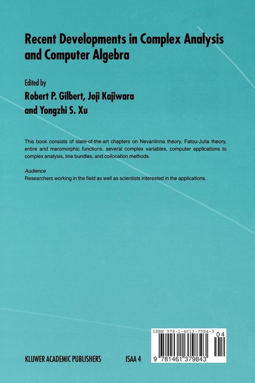 Produktbild: Recent Developments in Complex Analysis and Computer Algebra