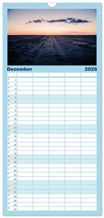 Produktbild: Familienplaner 2026 - Abendlicht &uuml;ber der Nordsee mit 5 Spalten (Wandkalender, 21 x 45 cm) CALVENDO