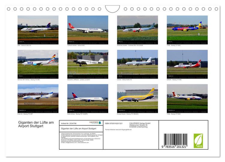 Produktbild: Giganten der L&uuml;fte am Airport Stuttgart (Wandkalender 2026 DIN A4 quer), CALVENDO Monatskalender