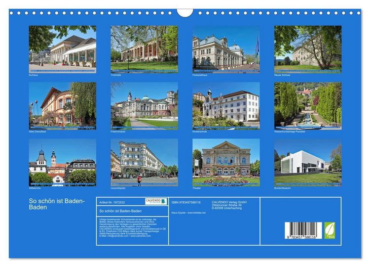 Produktbild: So sch&ouml;n ist Baden-Baden (Wandkalender 2026 DIN A3 quer), CALVENDO Monatskalender