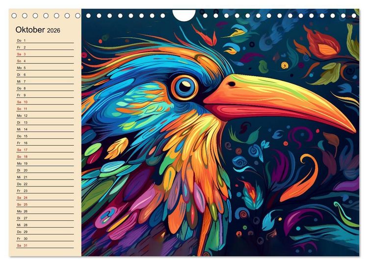 Produktbild: Kunterbunte V&ouml;gel (Wandkalender 2026 DIN A4 quer), CALVENDO Monatskalender