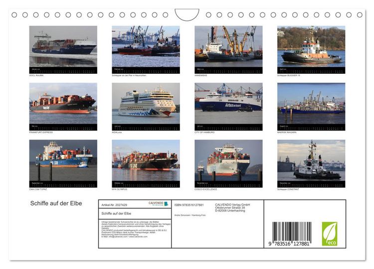 Produktbild: Schiffe auf der Elbe (Wandkalender 2026 DIN A4 quer), CALVENDO Monatskalender