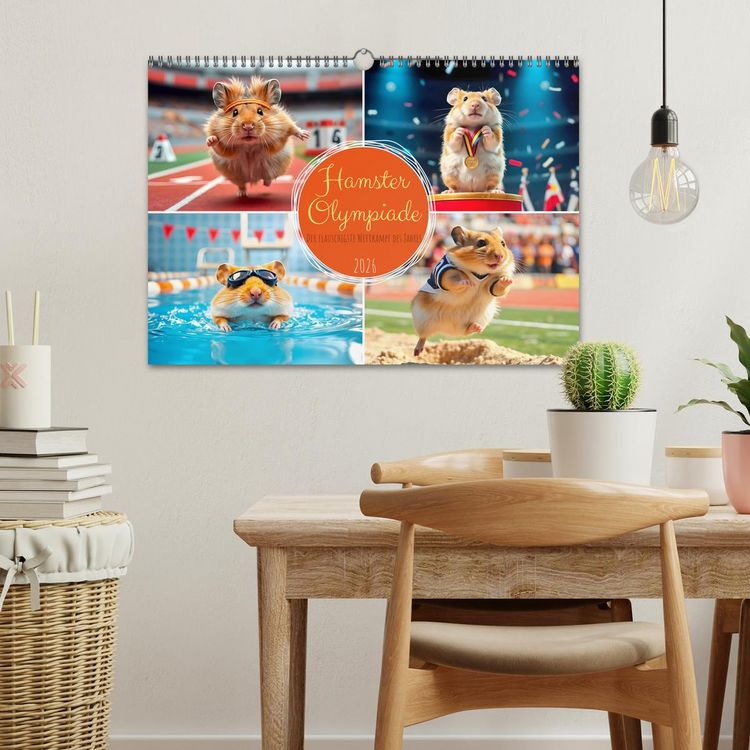 Produktbild: Hamster Olympiade - Der flauschigste Wettkampf des Jahres (Wandkalender 2026 DIN A3 quer), CALVENDO Monatskalender