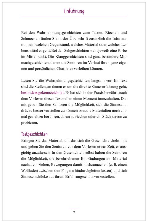 Produktbild: Wahrnehmungsgeschichten. Ged&auml;chtnistraining und Besch&auml;ftigungen f&uuml;r Senioren. Auch mit Demenz. Ratgeber