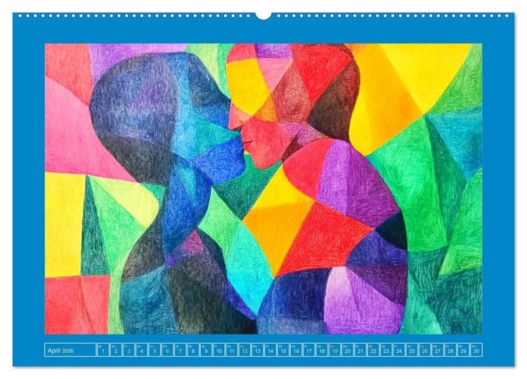 Produktbild: Liebe und Gl&uuml;ck. Abstrakte Kunst im &Ouml;lbilder-Stil (hochwertiger Premium Wandkalender 2026 DIN A2 quer), Kunstdruck in Hochglanz