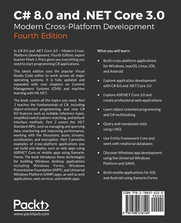 Produktbild: C# 8.0 and .NET Core 3.0 - Modern Cross-Platform Development - Fourth Edition