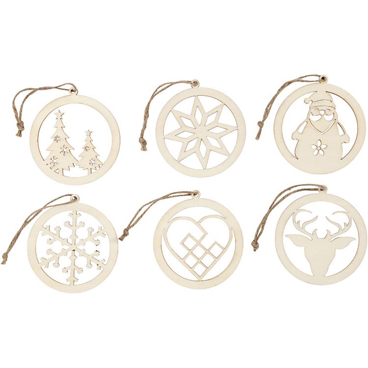 Produktbild: Creativ Company Weihnachtsschmuck, D 8 cm, Dicke 0,3 cm, 6 Stk