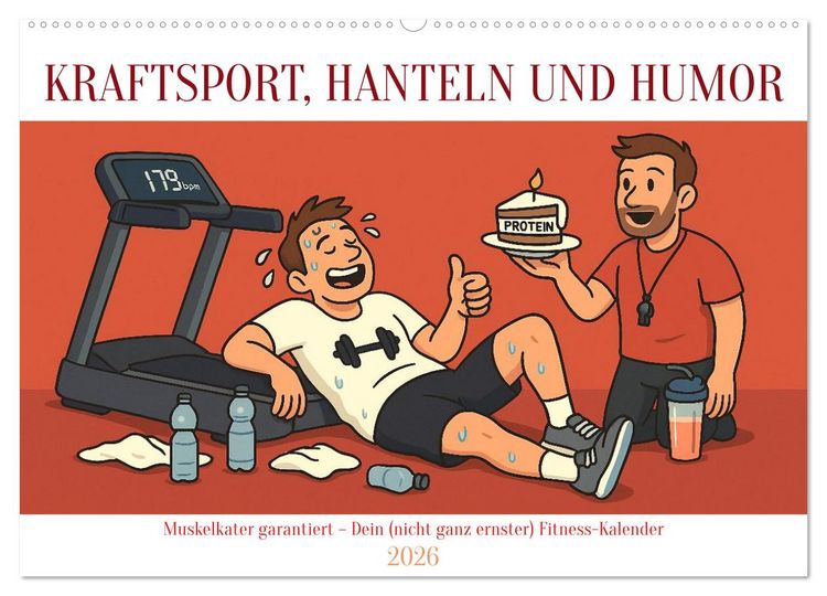 Produktbild: Kraftsport, Hanteln und Humor (Wandkalender 2026 DIN A2 quer), CALVENDO Monatskalender