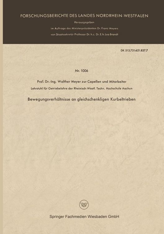 Produktbild: Bewegungsverh&auml;ltnisse an gleichschenkligen Kurbeltrieben