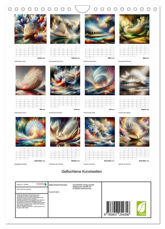 Produktbild: Geflochtene Kunstwelten (Wandkalender 2026 DIN A4 hoch), CALVENDO Monatskalender
