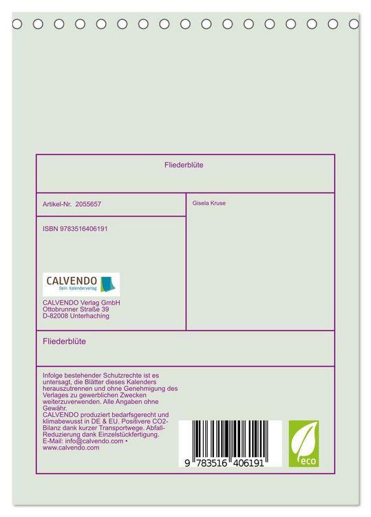 Produktbild: Fliederbl&uuml;te (Tischkalender 2026 DIN A5 hoch), CALVENDO Monatskalender