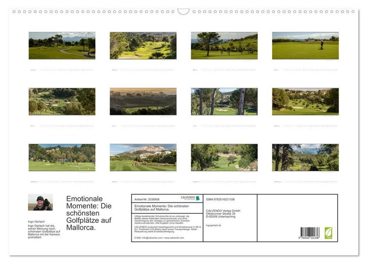 Produktbild: Emotionale Momente: Die sch&ouml;nsten Golfpl&auml;tze auf Mallorca. (Wandkalender 2026 DIN A2 quer), CALVENDO Monatskalender