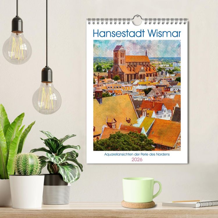 Produktbild: Hansestadt Wismar - Aquarellansichten der Perle des Nordens (Wandkalender 2026 DIN A4 hoch), CALVENDO Monatskalender