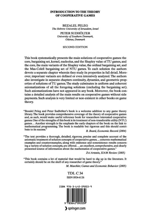 Produktbild: Introduction to the Theory of Cooperative Games