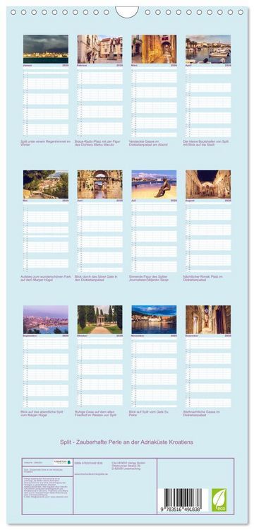 Produktbild: Familienplaner 2026 - Split - Zauberhafte Perle an der Adriak&uuml;ste Kroatiens mit 5 Spalten (Wandkalender, 21 x 45 cm) CALVENDO