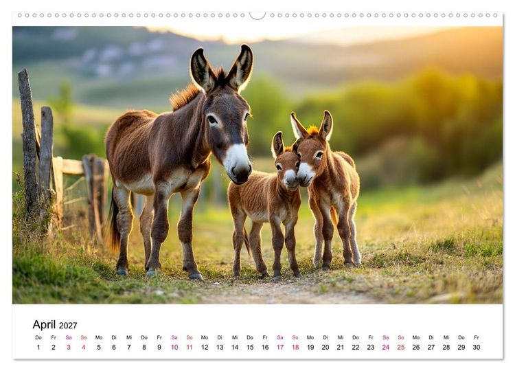 Produktbild: Esel - neugierige Typen (hochwertiger Premium Wandkalender 2027 DIN A2 quer), Kunstdruck in Hochglanz