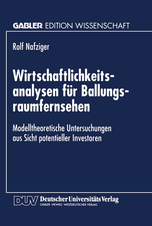 Produktbild: Wirtschaftlichkeitsanalysen f&uuml;r Ballungsraumfernsehen