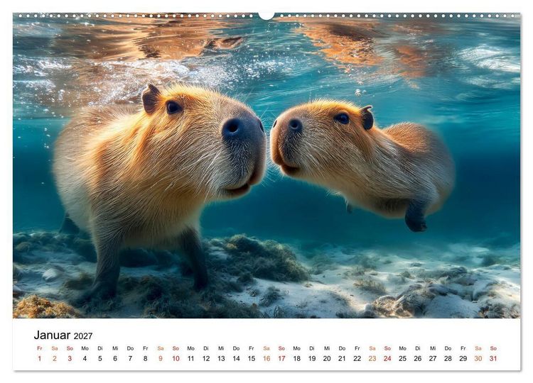 Produktbild: Capybara - die Ruhe als Lebensform (hochwertiger Premium Wandkalender 2027 DIN A2 quer), Kunstdruck in Hochglanz