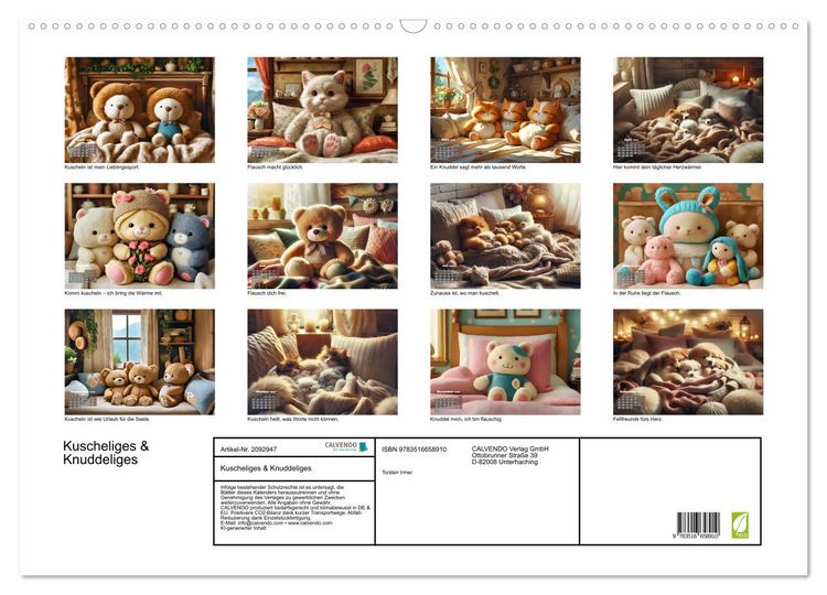 Produktbild: Kuscheliges & Knuddeliges (Wandkalender 2026 DIN A2 quer), CALVENDO Monatskalender